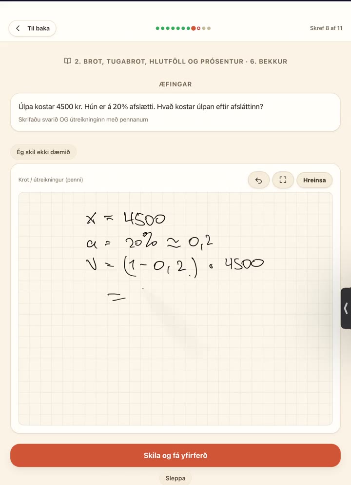 Barn skrifar lausn með Apple Pencil á iPad
